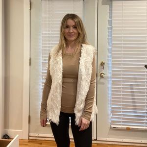 Fashion Nova White Faux Fur Vest